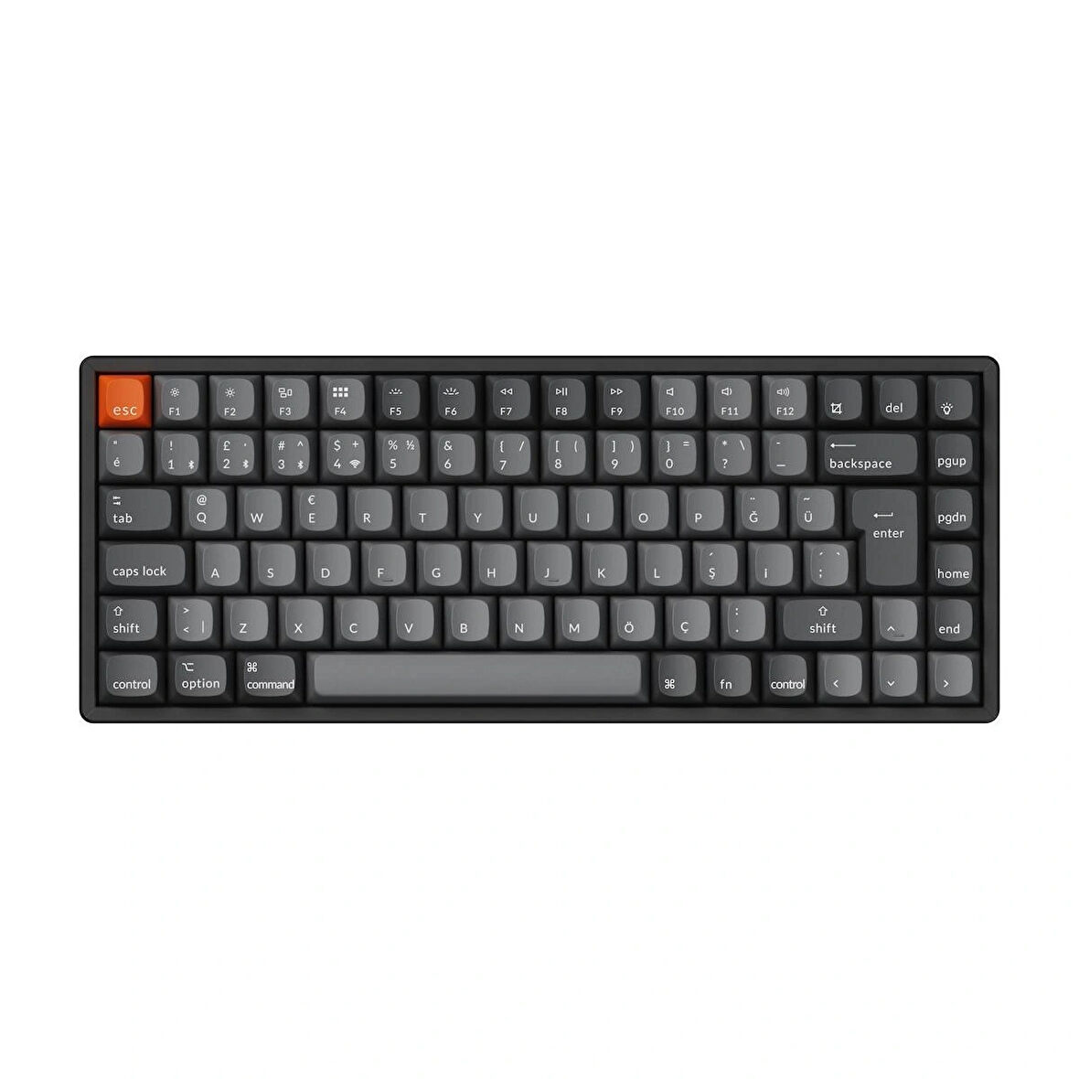 Keychron K2 Max %75 RGB Türkçe Red Switch Kablosuz Alüminyum Çerçeve Karbon Siyah Mekanik Klavye