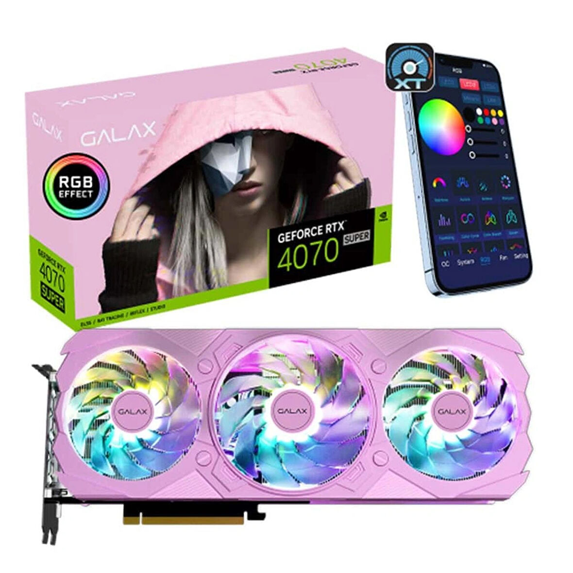 GALAX GeForce RTX 4070 SUPER EX Gamer Pink 1-Click OC 12GB GDDR6X 192 Bit DLSS 3 Ekran Kartı (47SOM7MD7LPK) 