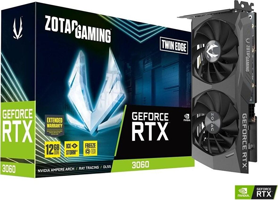 ZOTAC VGA NVIDIA 12GB GDDR6 RTX3060 TWIN EDGE ZT-A30600E-10M 192BIT/3XDP/HDMI/1777-15000MHZ/HDCP