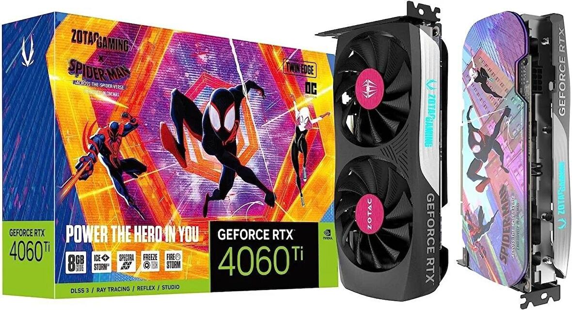 TEŞHİR ZOTAC Gaming GeForce RTX 4060 Ti 8GB Twin Edge OC GDDR6 128-Bit Spider-Man Edition Ekran Kartı ZT-D40610H-10SMP 