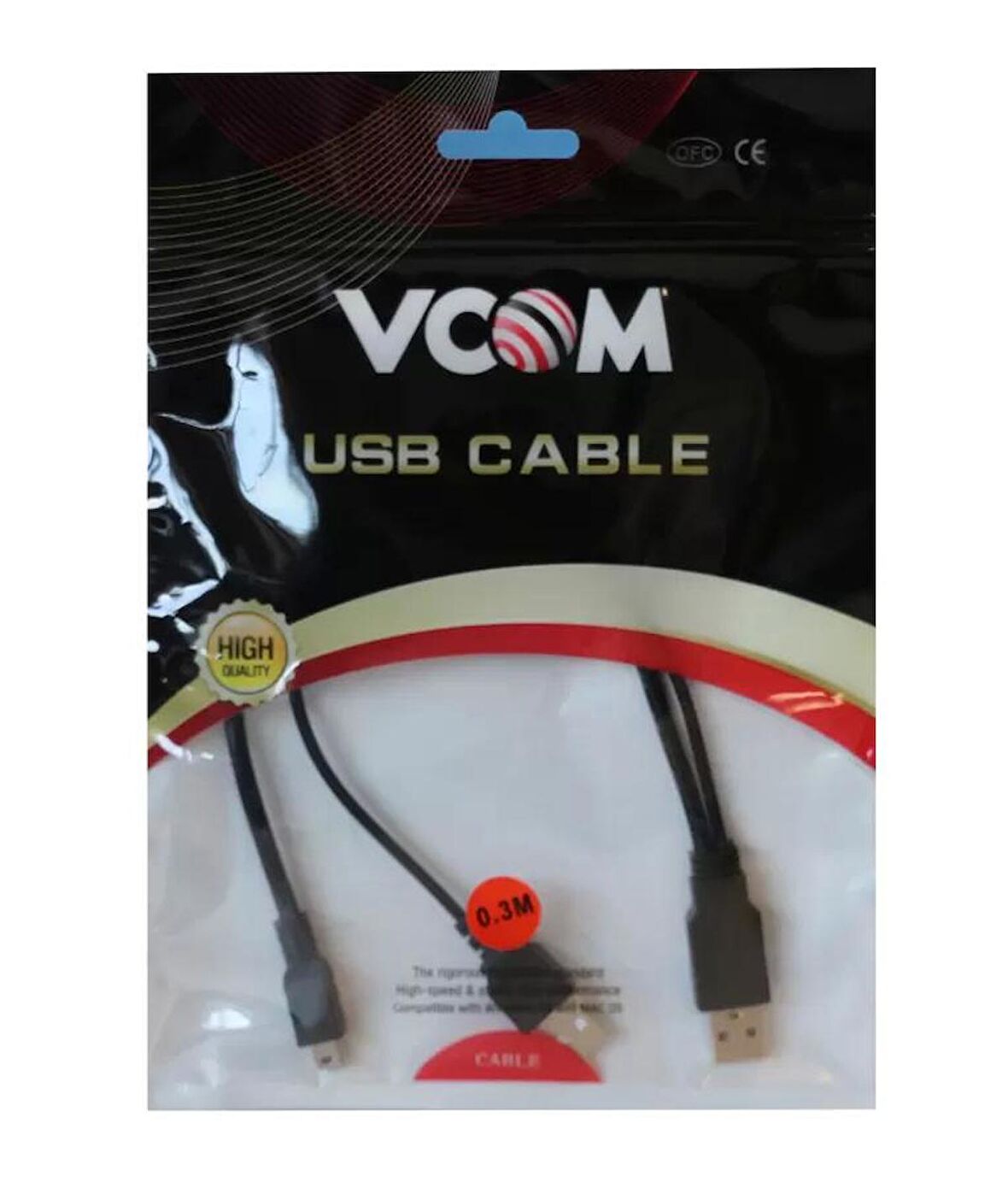 Vcom Usb 2.0 2 Mini Usb 5Pin Black 0.3M / Vcom