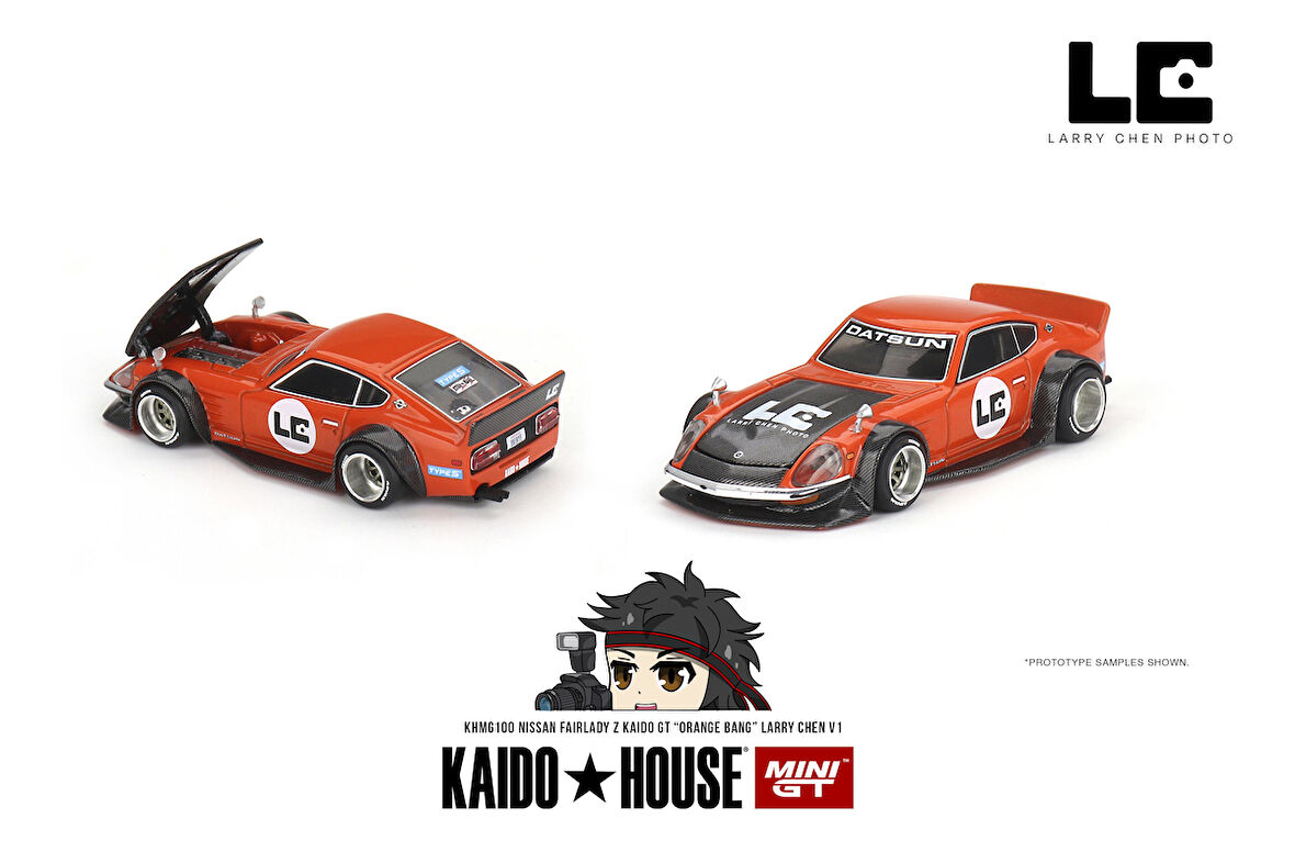 Mini GT Kaido House Nissan Fairlady Z Kaido GT 'ORANGE BANG' Larry Chen V1 1:64 100