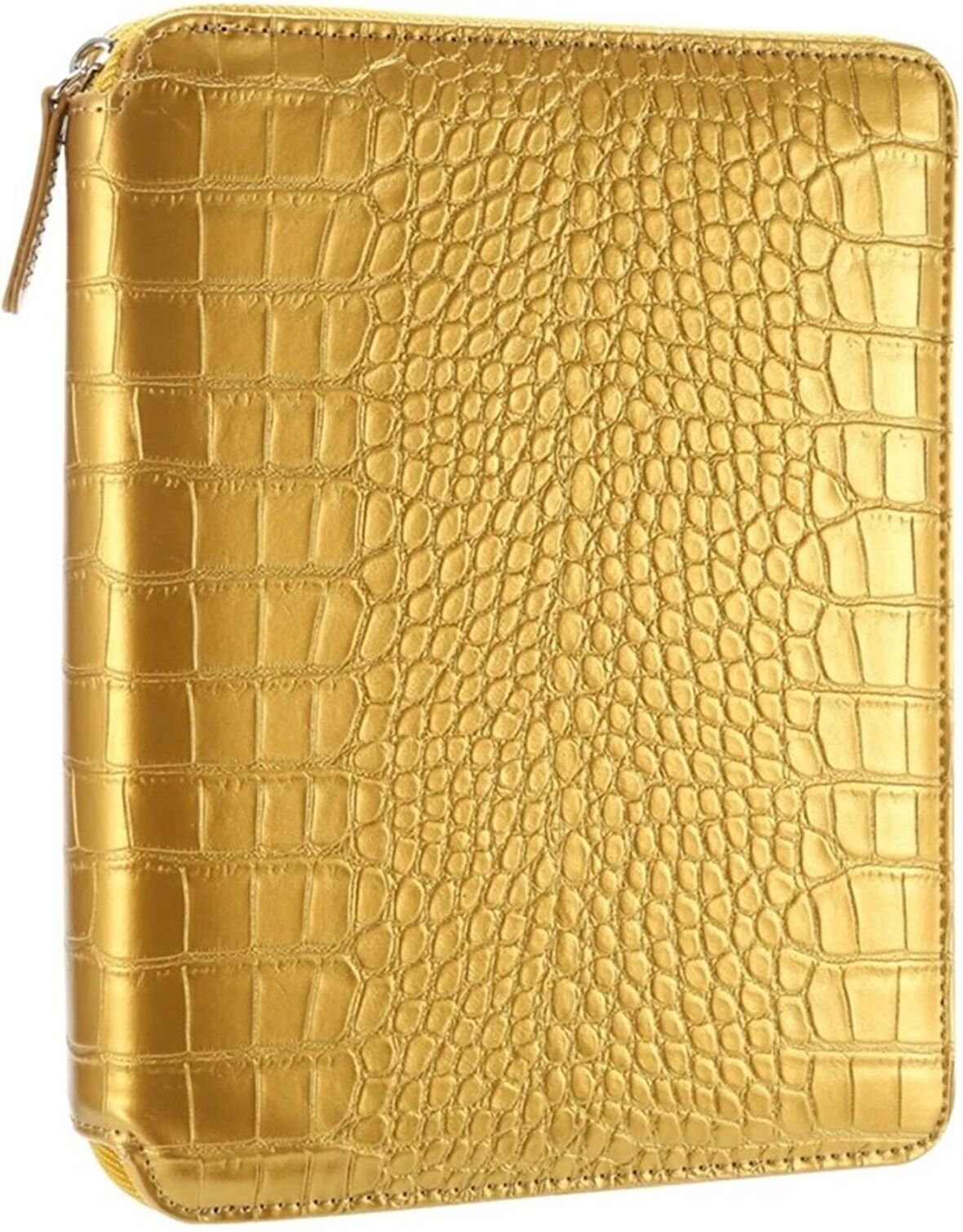 VJ DEFTER 14.8x20 ORGANİZER CROCO ZİPPER FOLDER ALTIN 120GR 80YP.NOKTALI 7776