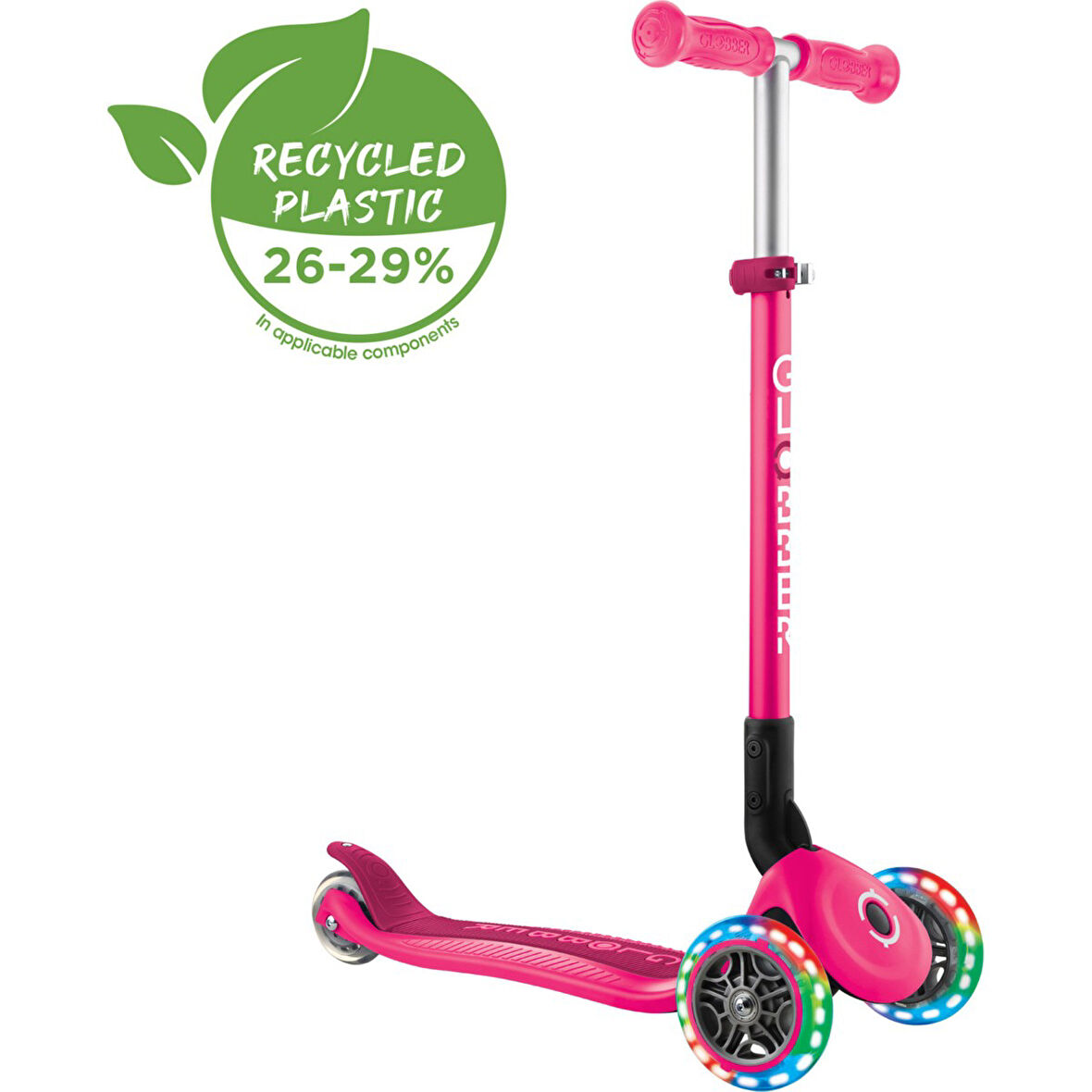 Primo Katlanabilir Lıghts - Çocuklar Için 3 Tekerlekli Işıklı Scooter-Pembe