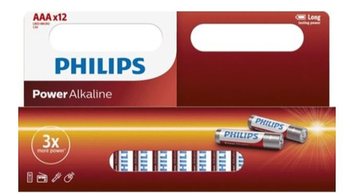 PHILIPS AAA ALKALİN İNCE KALEM PİL 12Lİ KARTELA