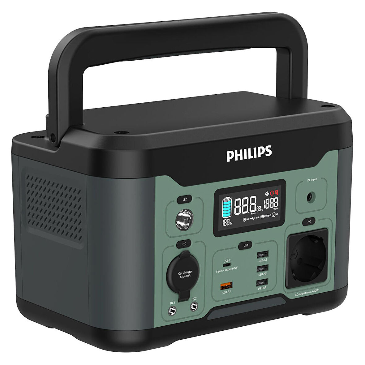 Philips DLP8093CB Siyah AC DC Çıkışlı Taşınabilir Güç Kaynağı 600W-DLP8093CB