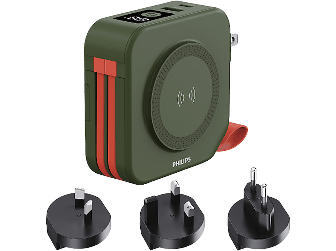 PHILIPS DLP4347CG/00 10.000 mAh Dahili USB-C, Lightning Kablolu MagSafe Hızlı Şarj Powerbank, Yeşil