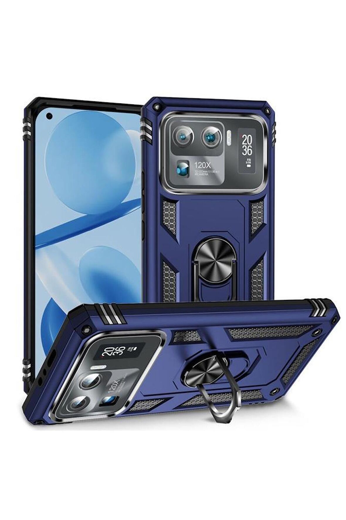 Xiaomi Mi 11 Ultra Kılıf Yüzüklü Standlı Manyetikli Armor Zırh