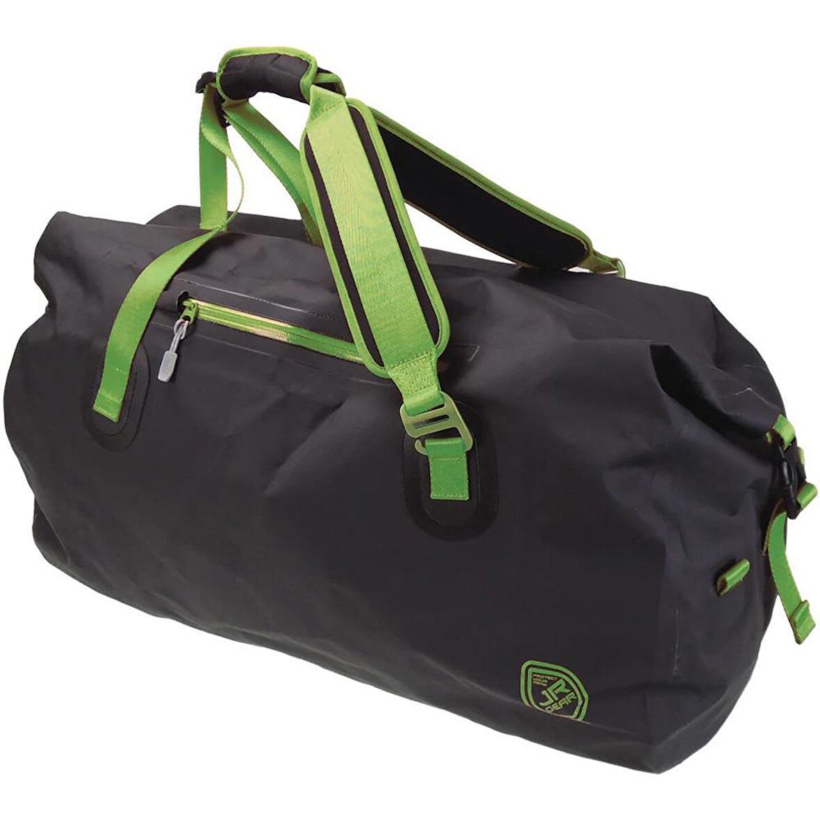 Jr Gear Roll Top Vinyl Duffel 100 lt Su Geçirmez Outdoor El Valizi Siyah Yeşil