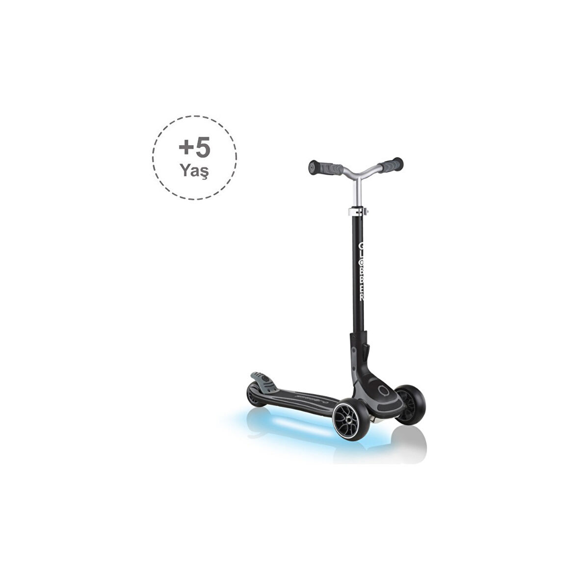 Ultimum Işıklı Scooter 5-7 Yaş Arası Unisex Kullanıcılar İçin Katlanabilir Siyah