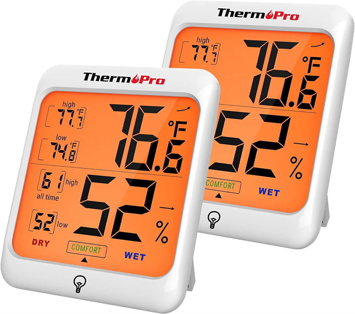 ThermoPro TP53 Termometre İç Mekan Dijital Isı ve Nem Ölçer - 2 Adet