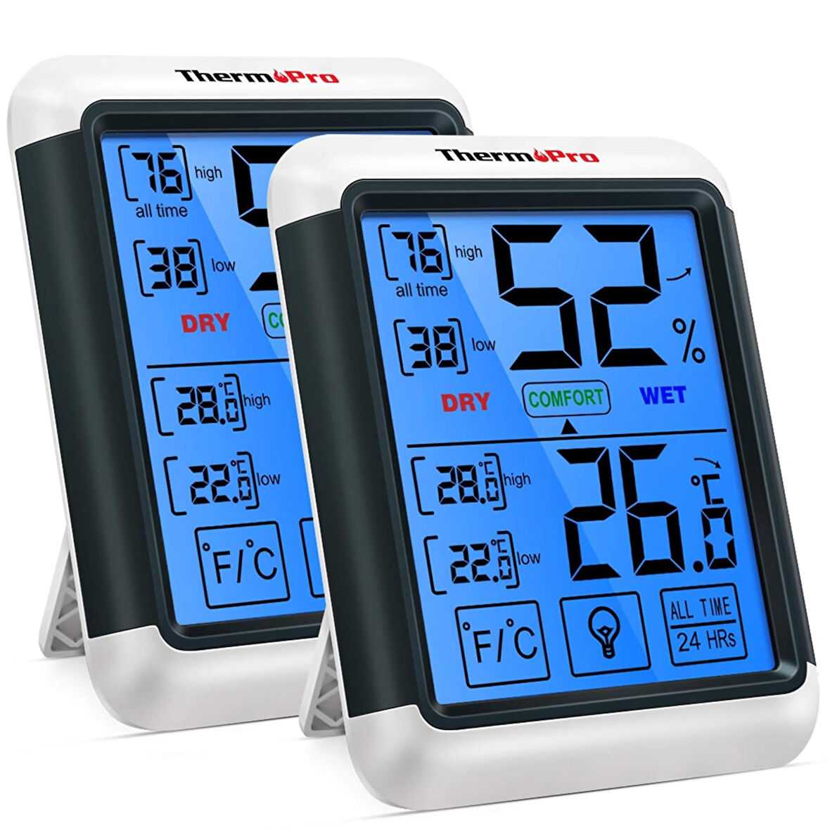 ThermoPro TP55 Termometre İç Mekan Dijital Isı ve Nem Ölçer - 2 Adet