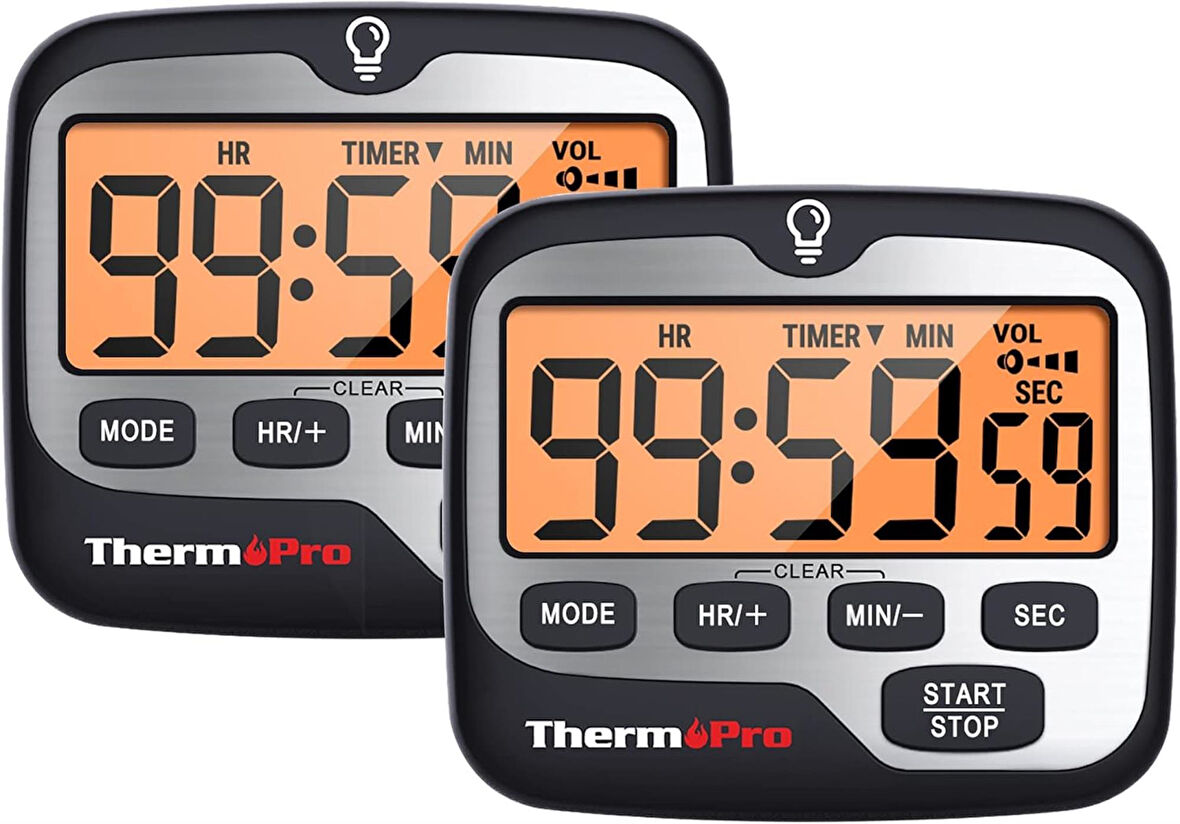 ThermoPro TM01 Mutfak,Spor, Ders Alarmlı Kronometre, Geri Sayım Sayacı ve Dijital Saat - 2 Adet