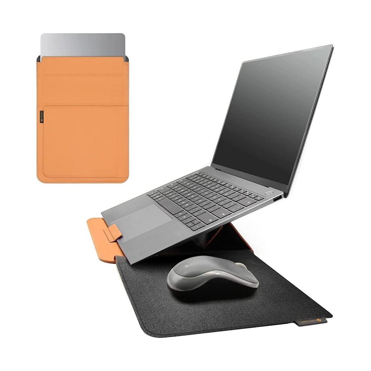 Novoo RT13 4'ü 1 Arada Mousepad Özellikli & Kart Yuvalı Laptop Standı ve Koruma Kılıfı Turuncu