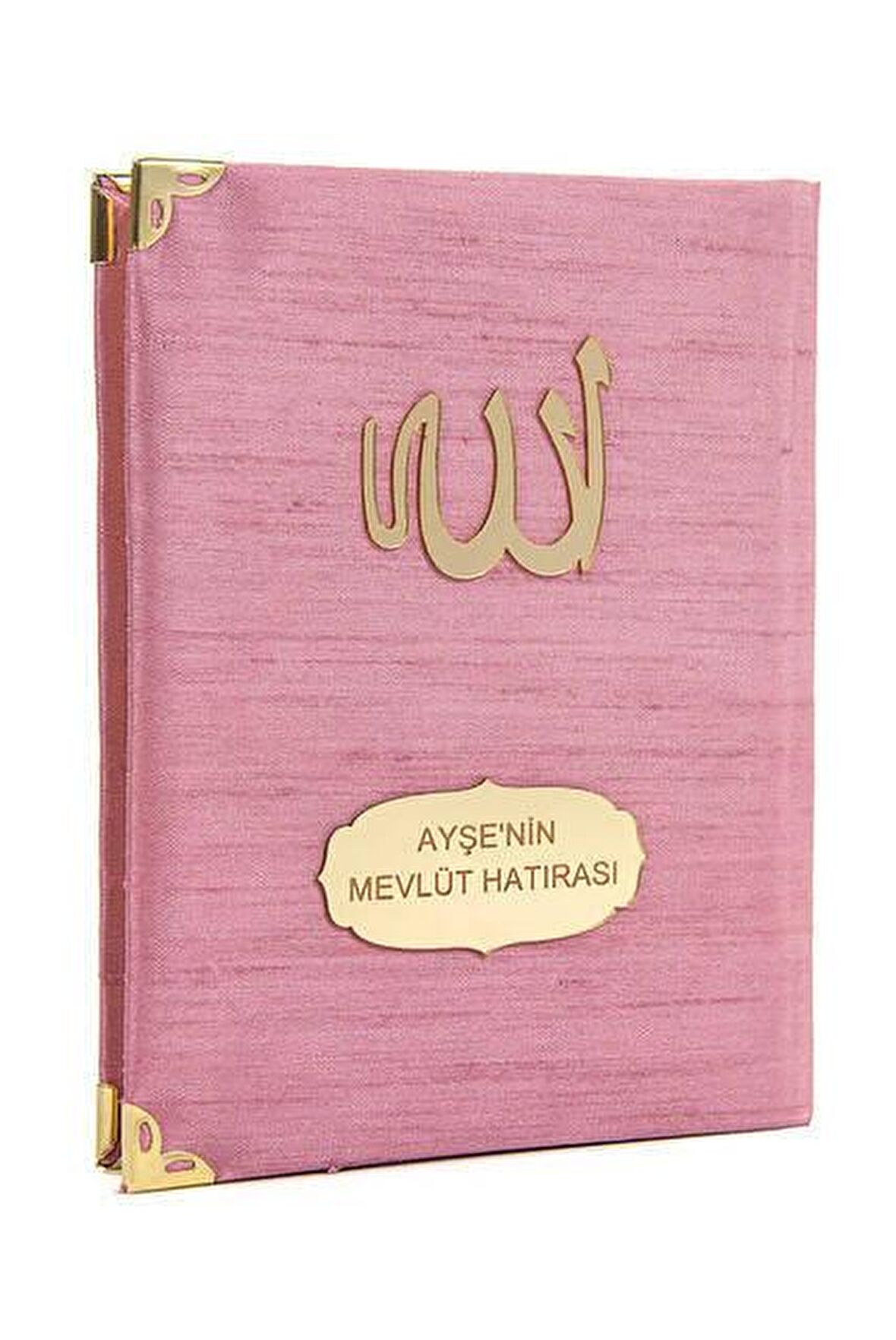20 ADET - Şantuk Kumaş Kaplı Yasin Kitabı - Çanta Boy - İsme Özel Plakalı - Pembe Renk - İslami Hediyeler