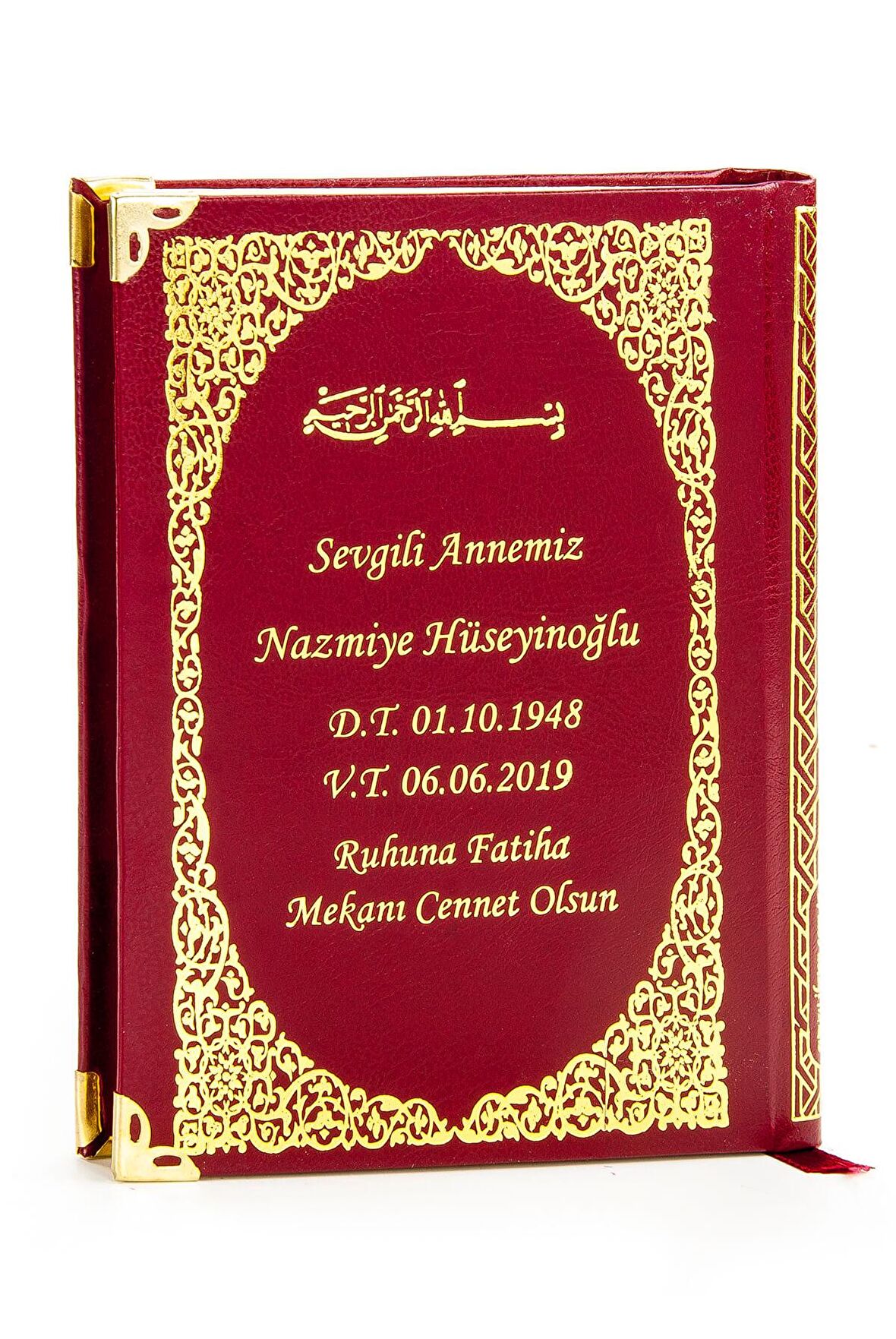 50 ADET - İsim Baskılı Ciltli Yasin Kitabı - Çanta Boy - 208 Sayfa - Bordo Renk - Mevlid Hediyeliği