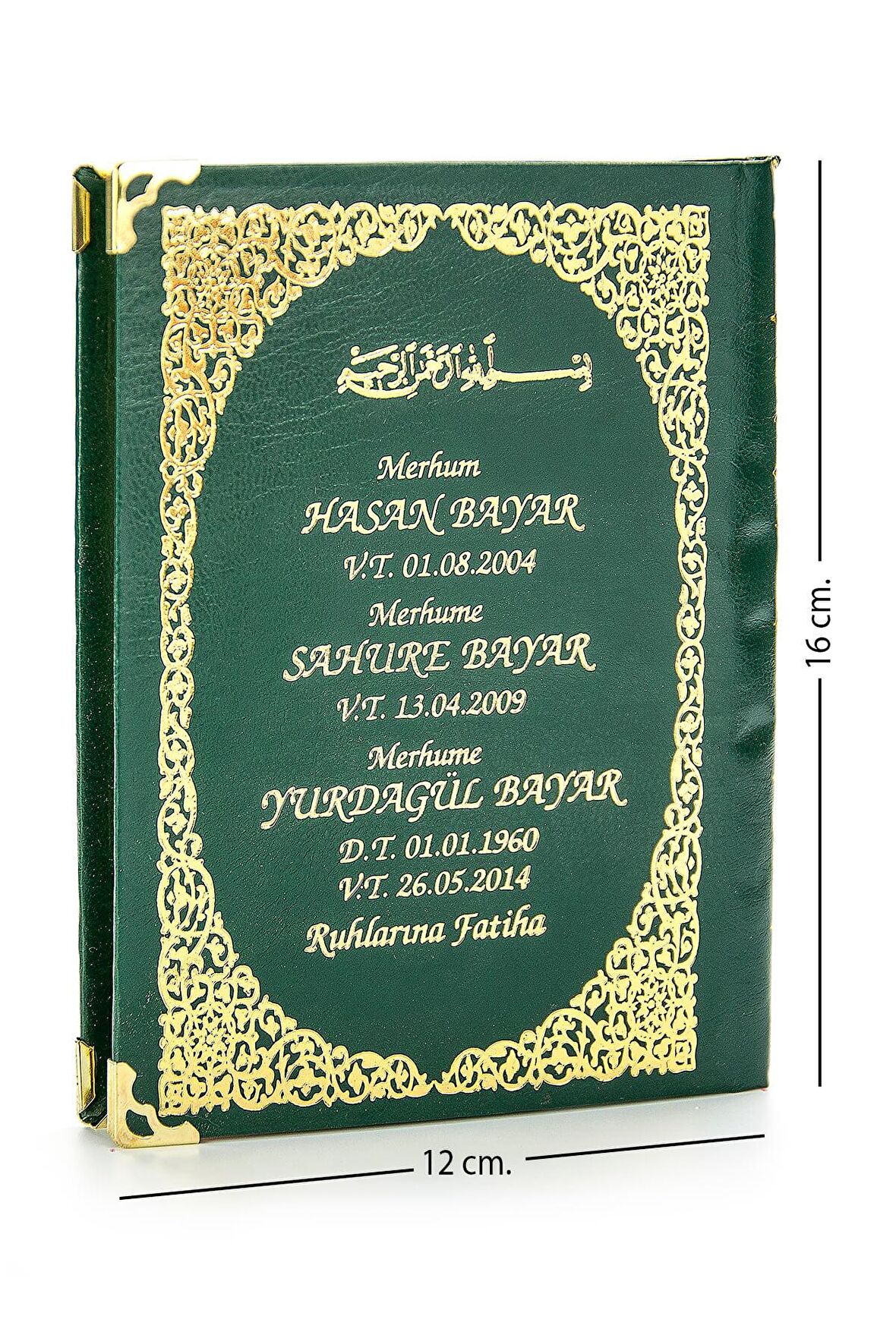 50 ADET - İsim Baskılı Ciltli Yasin Kitabı - Çanta Boy - Yeşil - 128 Sayfa - Mevlit Hediyeliği