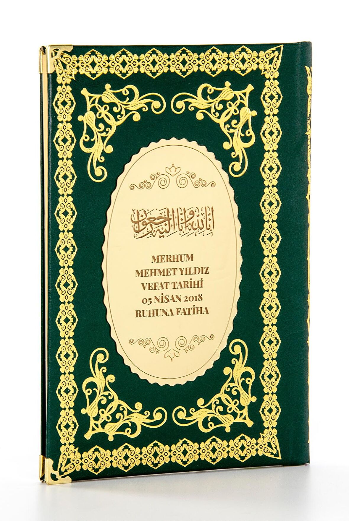 10 ADET Ciltli Yasin Kitabı - İsme Özel Plakalı - Orta Boy - 176 Sayfa - Yeşil Renk - Mevlid Hediyeliği