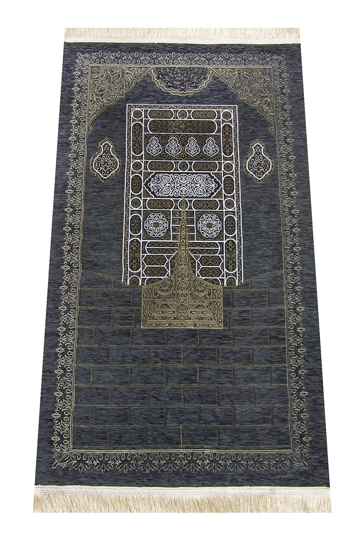 Kabe Desenli Ultra Plus Siyah Şönil Seccade 17