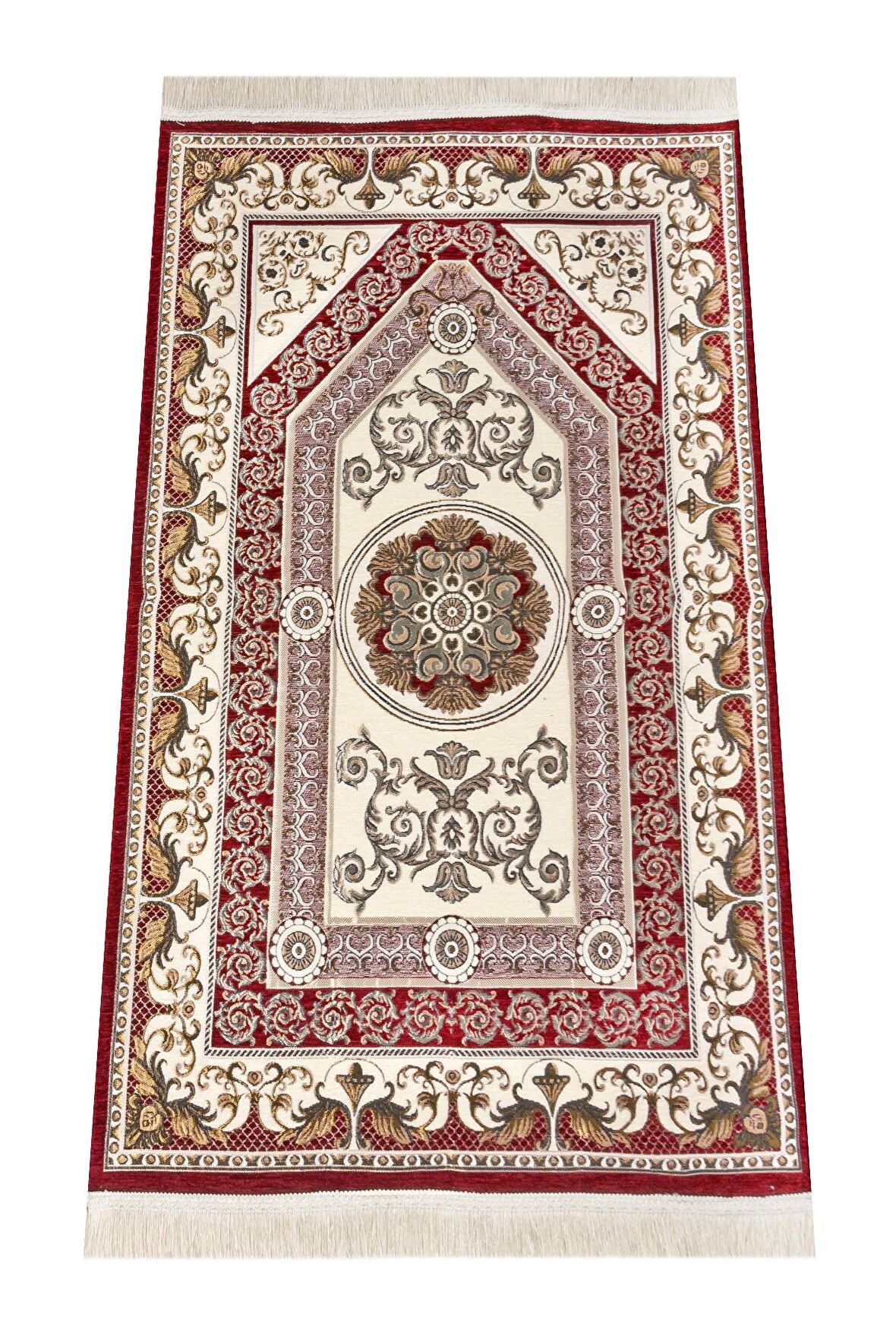 Desenli Şönil Seccade - Kırmızı Renk