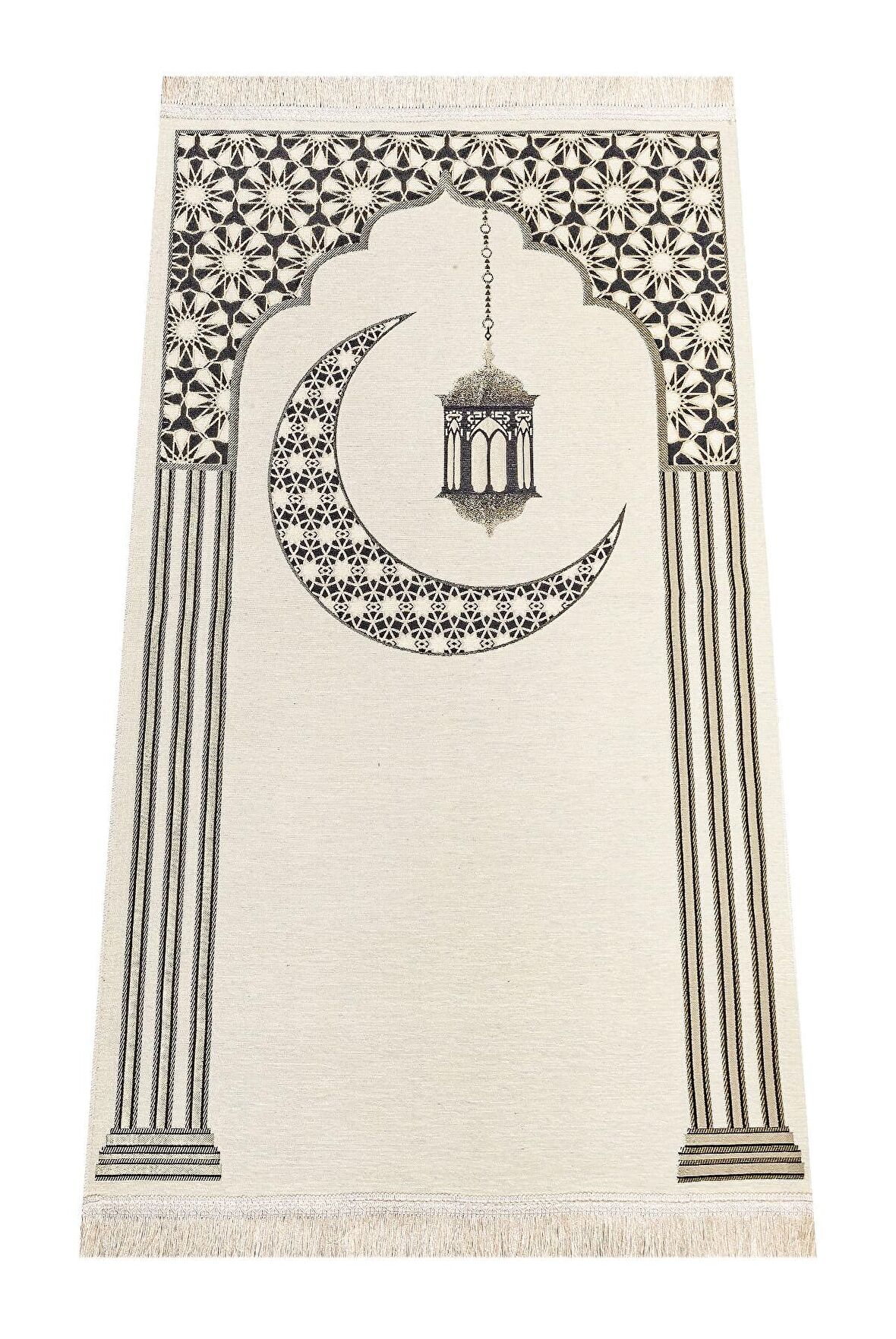 Desenli Şönil Seccade - Krem