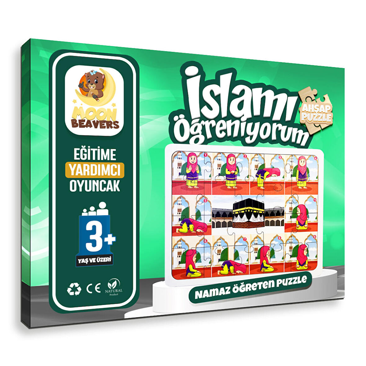 İslamı Öğreniyorum - Namaz Öğreten Yapboz - Ahşap Puzzle - Kız Çocuk Yapboz - 3 Yaş ve Üzeri Eğitime Yardımcı Oyuncak