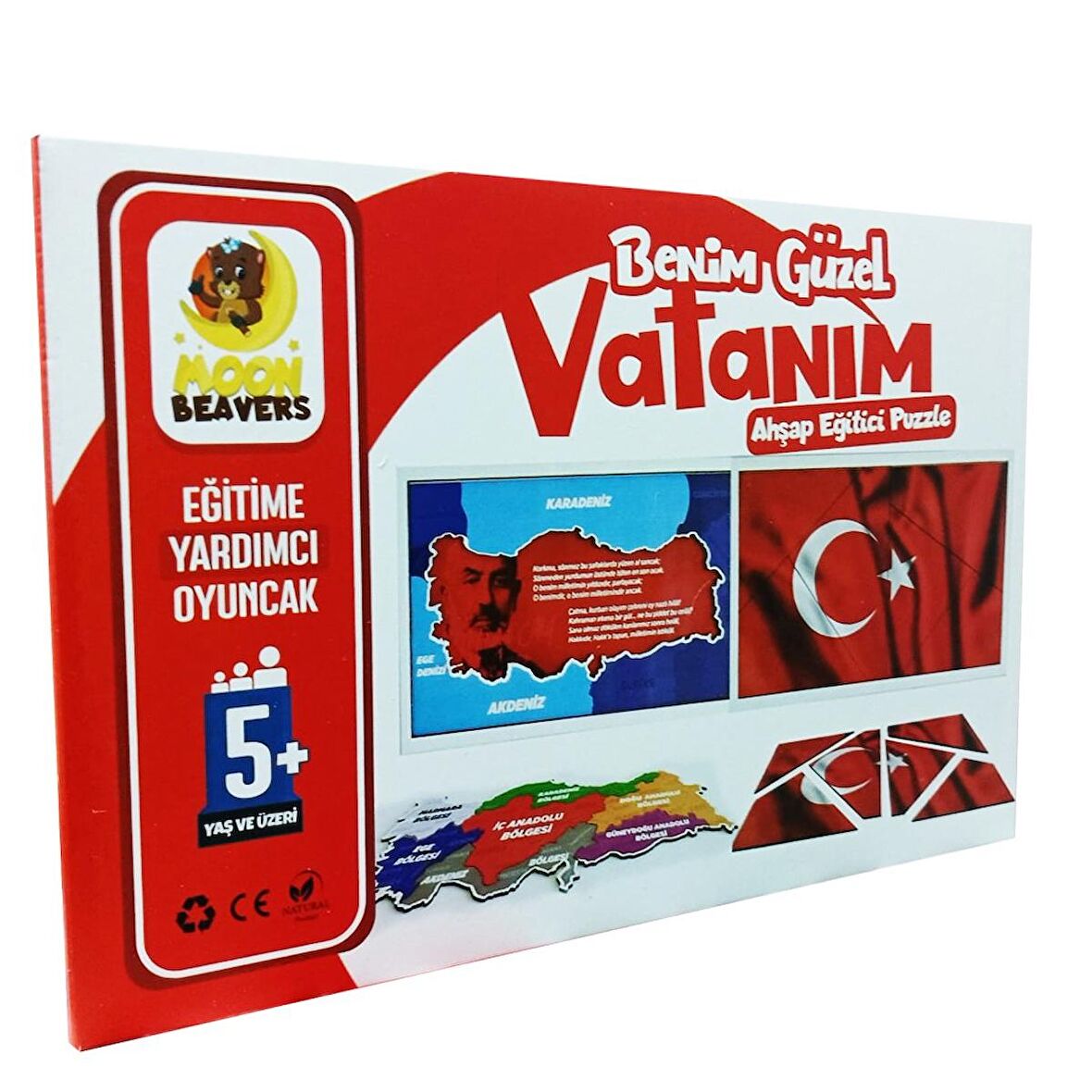 Ahşap Benim Güzel Vatanım Puzzle - Türkiye Yapboz - Eğitici Oyuncak - 5 Yaş ve Üzeri Eğitime Yardımcı Oyuncak