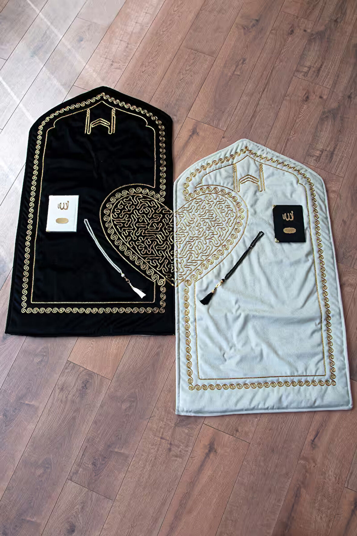 Kalpli Seccade Eşli Çift Seccadesi Hediyelik Gelin Damat Bohçası Seti