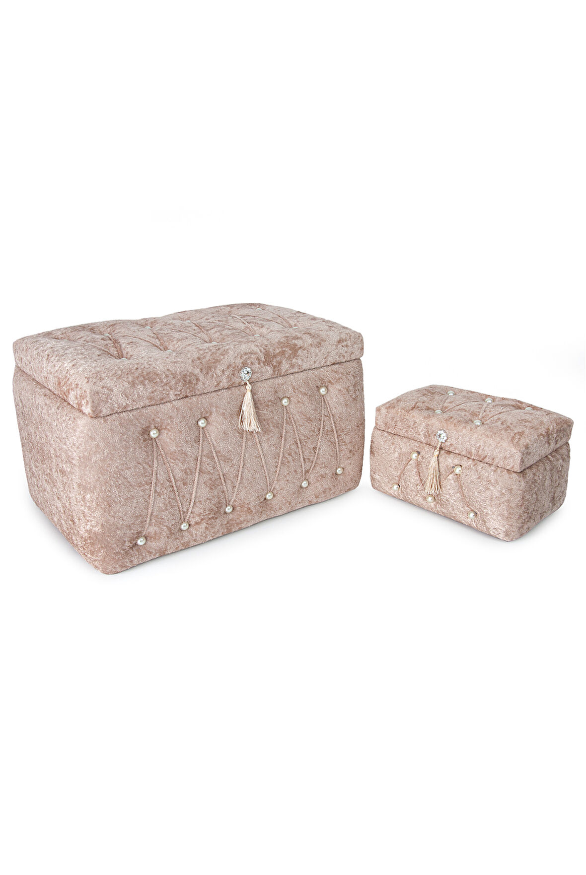 Söz Nişan Düğün Çeyizlik Kadife Gelin Bohça İkili Sandık - Kiremit