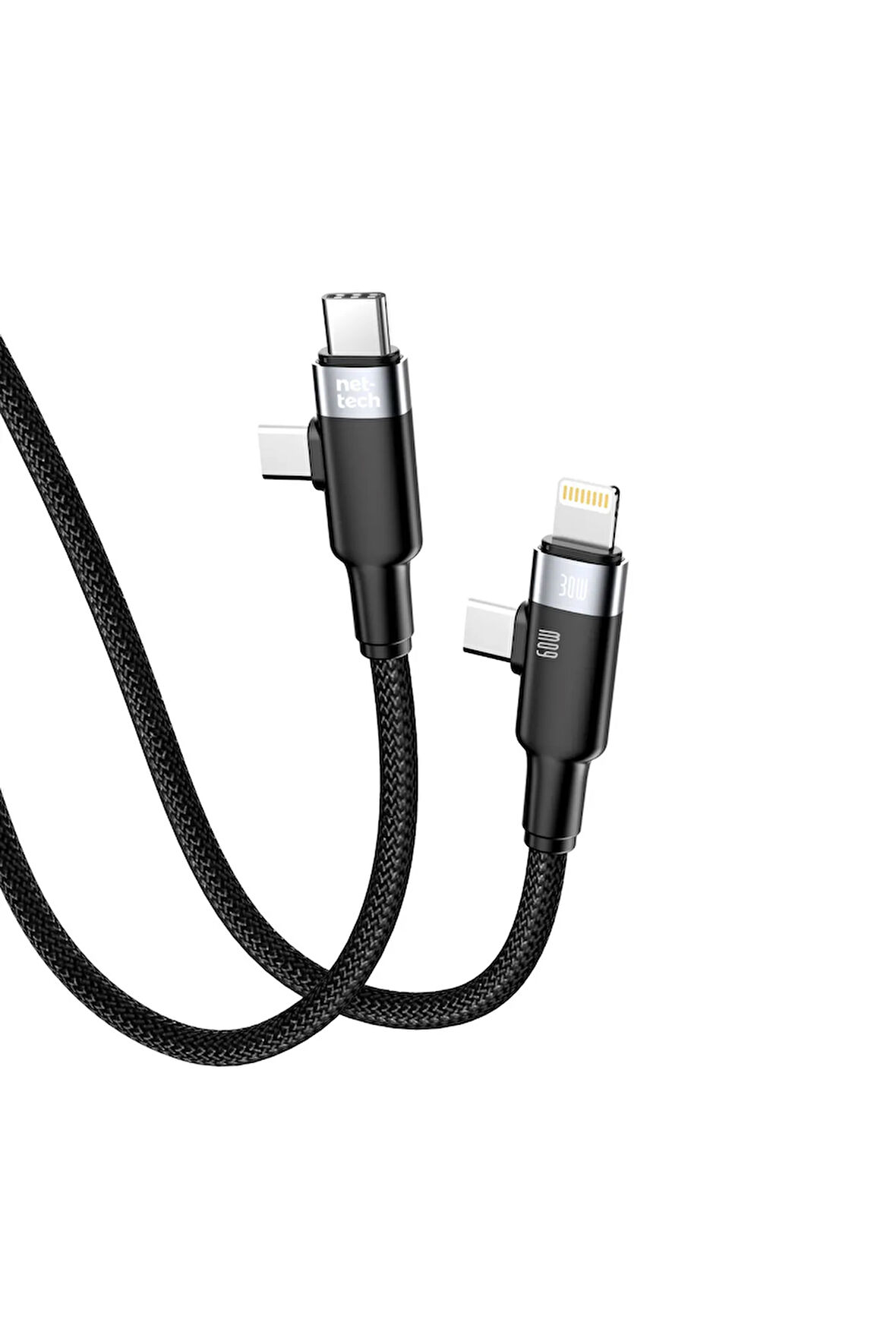 90 derece type c-Lightning PD kablo((PD 30W+60W+Hızlı sarj+Görüntü aktarım desteği+Örgü ip tasarım))