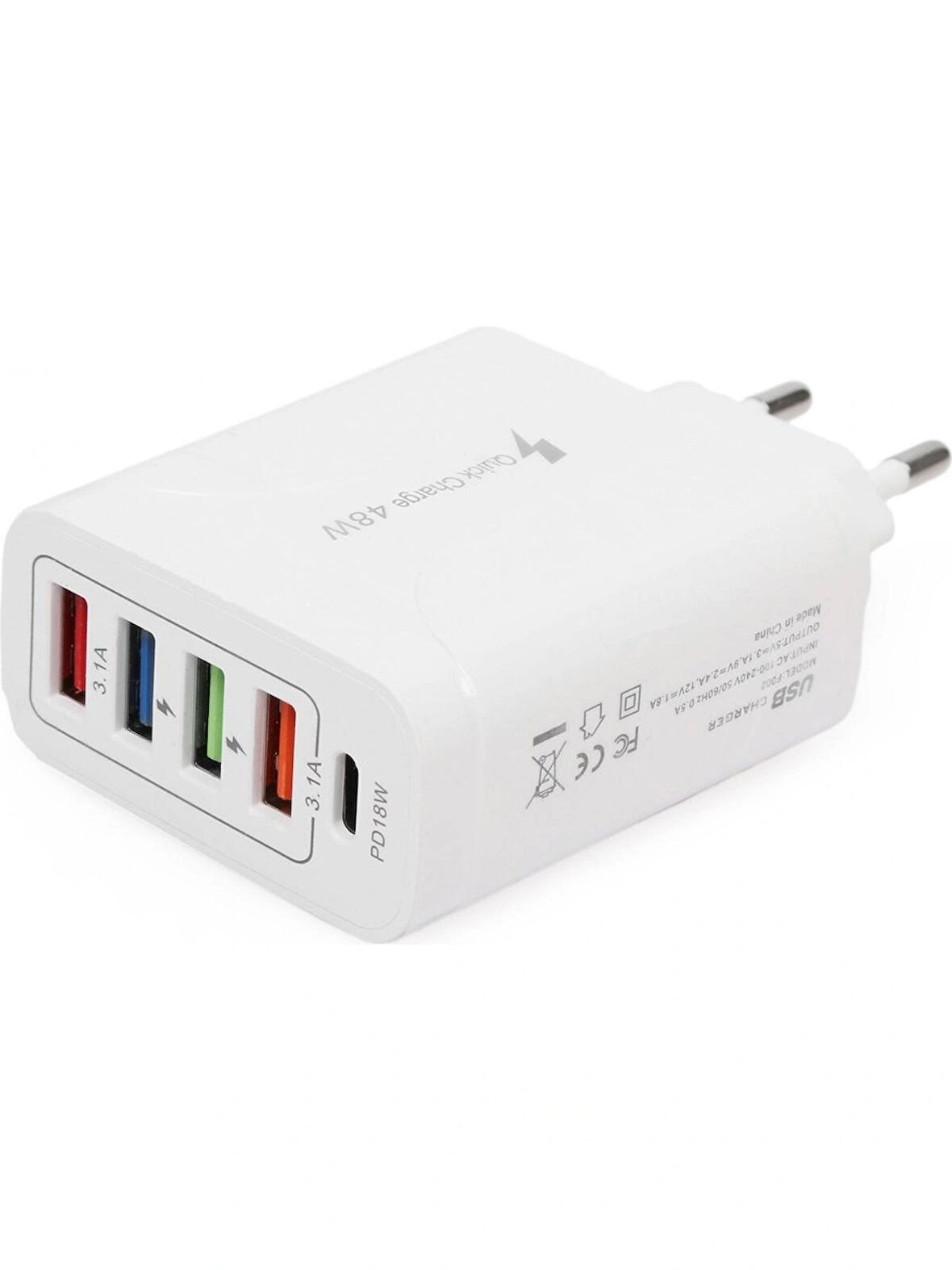Quick Charge 48W 4 USB + 18W Pd Çoklu Şarj Başlığı Type C Girişli Hızlı Şarj Adaptörü A501-1