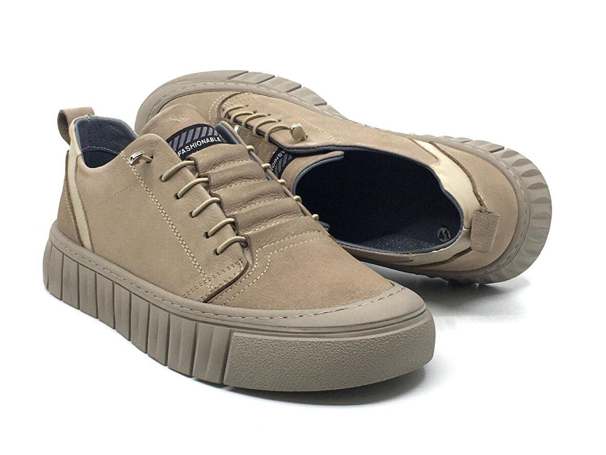 Taşpınar %100 Hakiki Nubuk Deri Erkek Günlük  Rahat Kışlık Sneaker Bağcıksız Ayakkabı Yeni Sezon 40-44