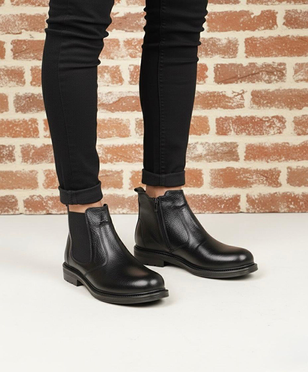 Taşpınar %100 Hakiki Deri Erkek Günlük Kışlık Kauçuk Kaymaz Taban Rahat Klasik Fermuarlı Bot 40-44