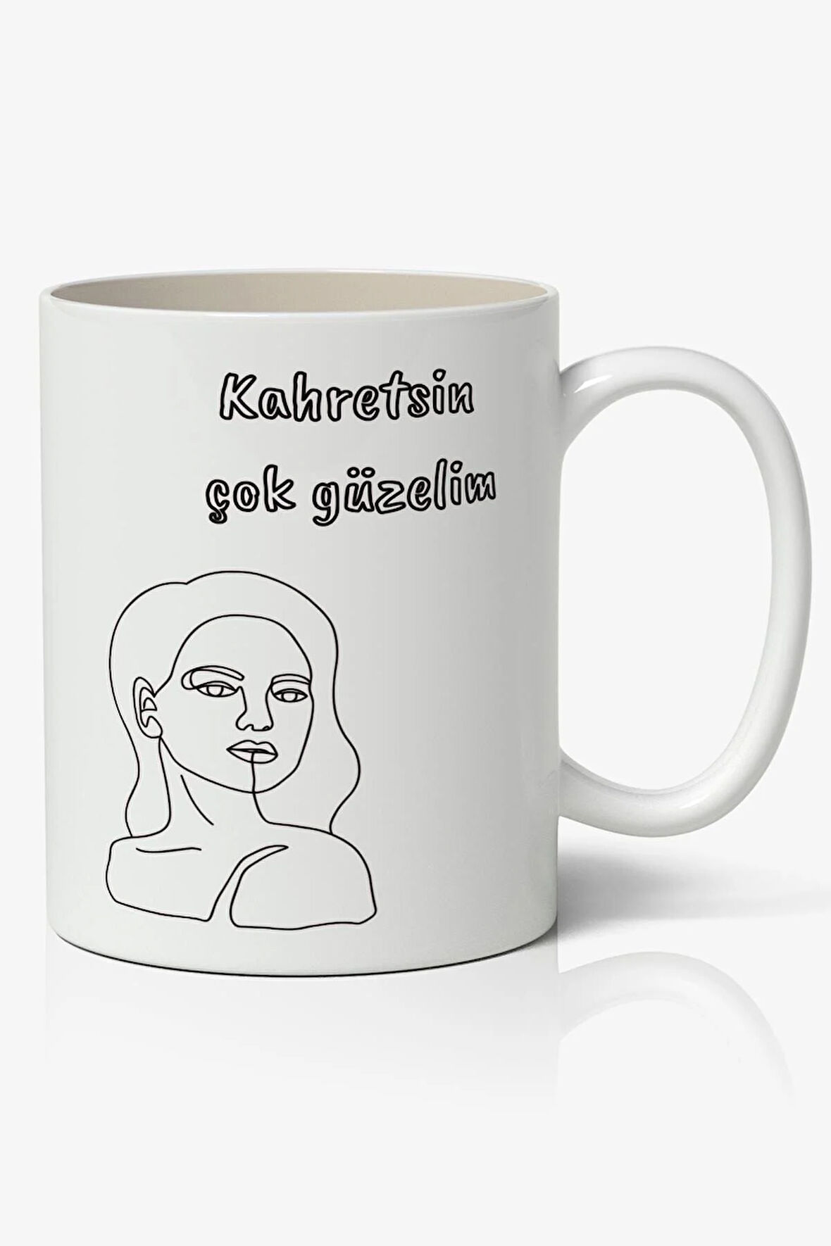 Kahretsin Çok Güzelim Motto Temalı Beyaz Kupa Bardak Sevgiliye Arkadaşa Hediye