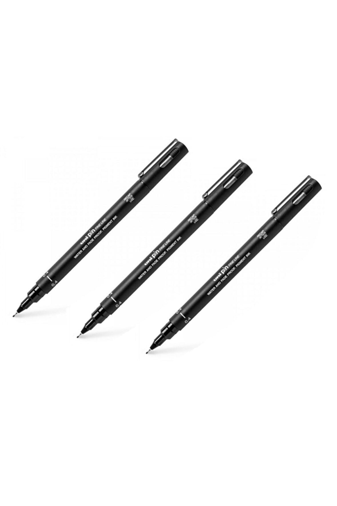 Uni Pin 0.4 Fine Line Akrilik Uçlu Teknik Çizim Kalemi Siyah 3 Adet