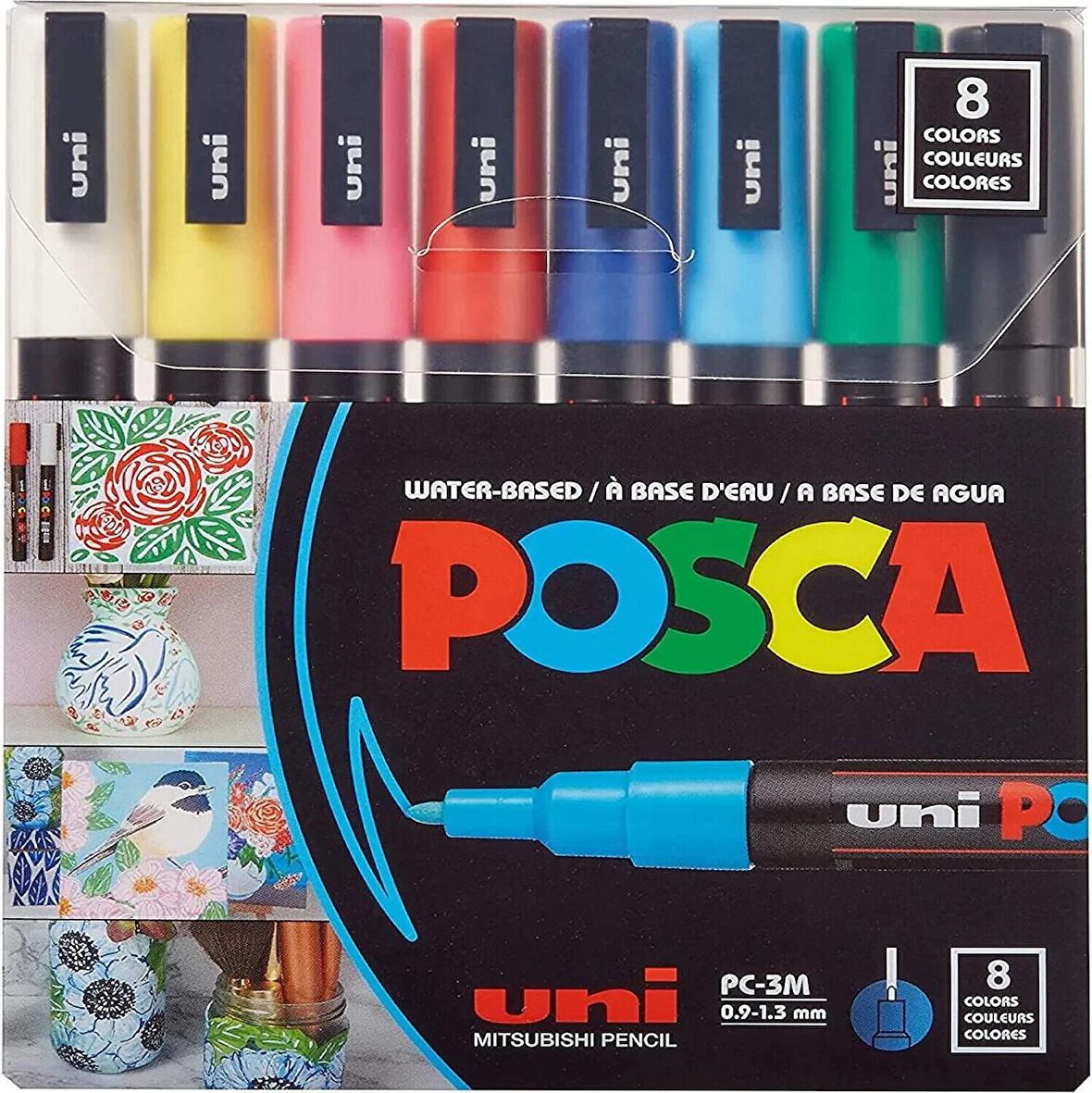 Uni Posca 3M Boyama Markörü Ana Renkler 8'li Set