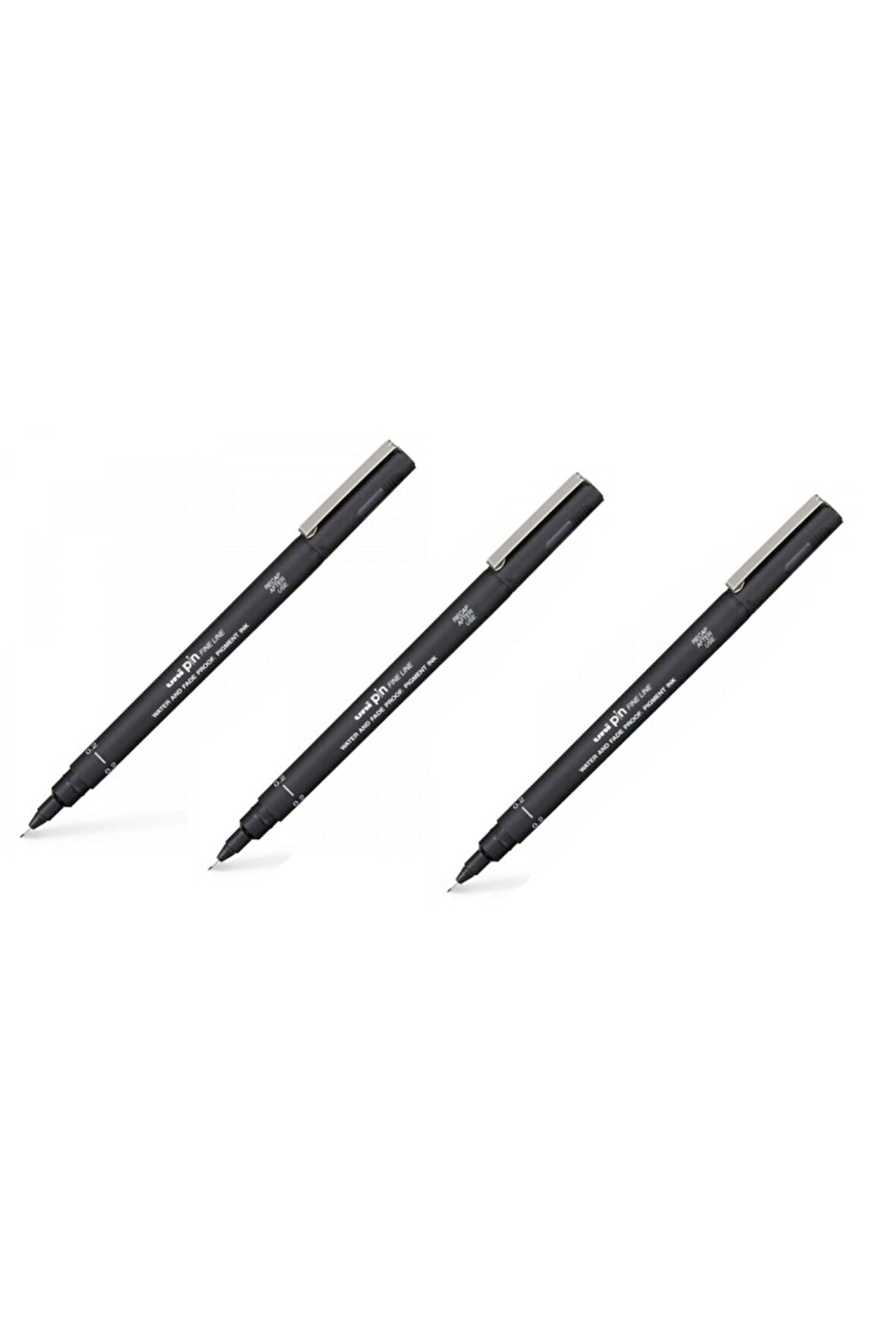 Uni Pin 0.2 Fine Line Akrilik Uçlu Teknik Çizim Kalemi Siyah 3 Adet