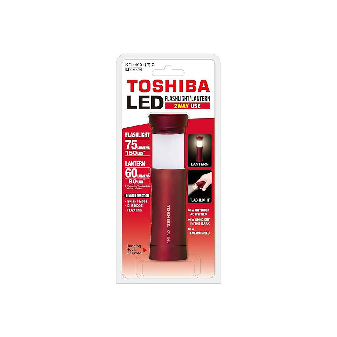 Toshiba KFL-403L(R) C Çift Fonksiyonlu Fener Kırmızı