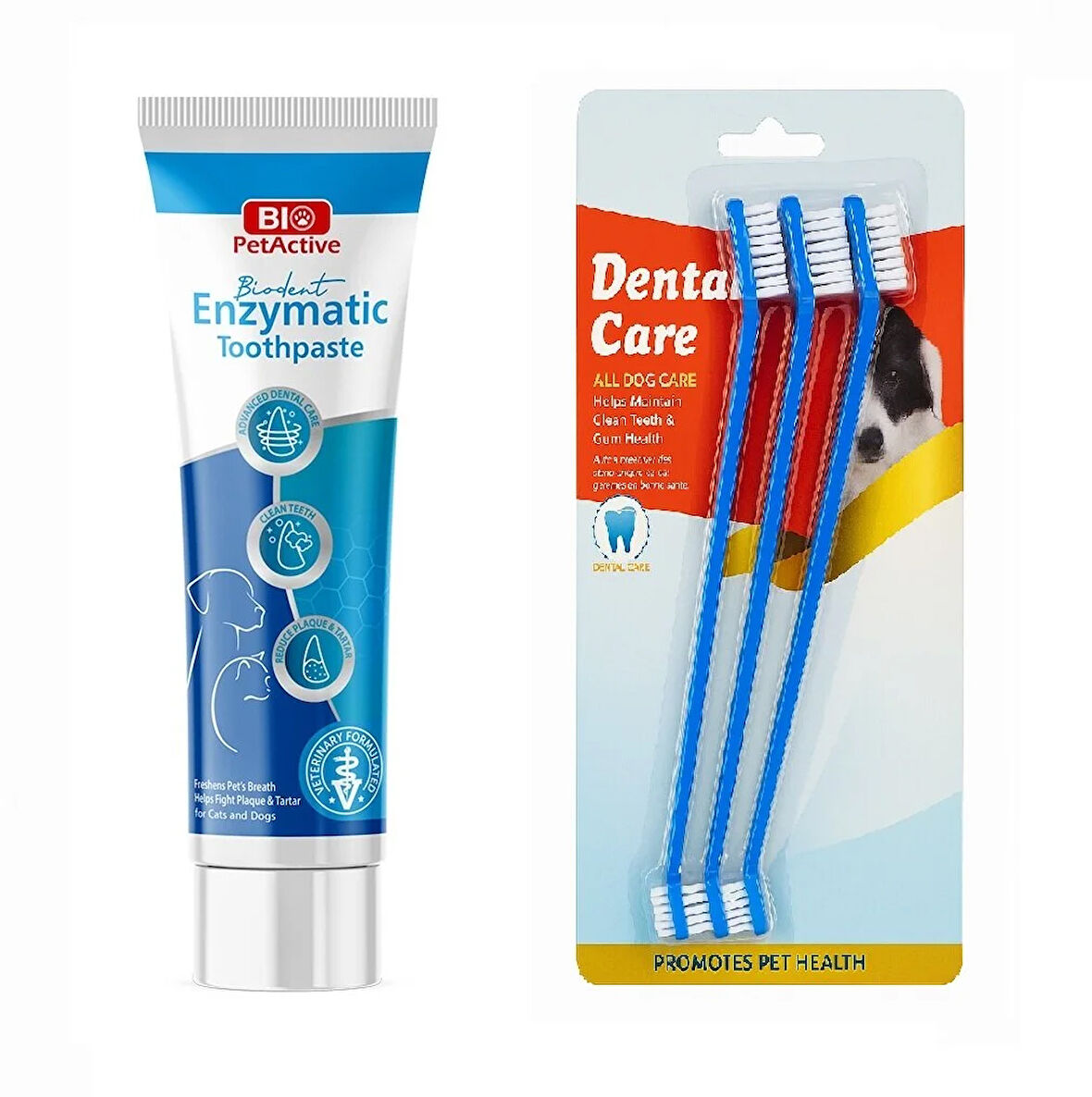 Bio PetActive Biodent Enzymatic Köpek Diş Macunu 100 ML + Diş Fırçası 3 Lü