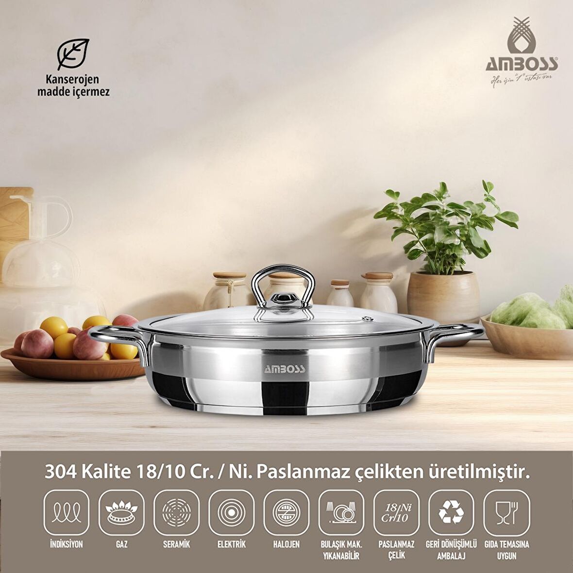 SAPHİRE SAPHİRE 26X07 BASIK TENCERE CAM KAPAK