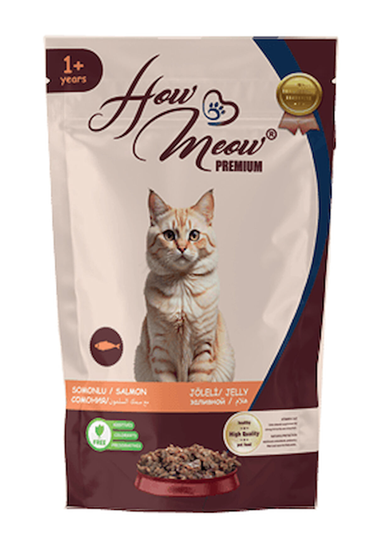 HOW MEOW 12 ADET JÖLELİ PARÇA ETLİ YETİŞKİN KEDİ YAŞ MAMASI SOMONLU