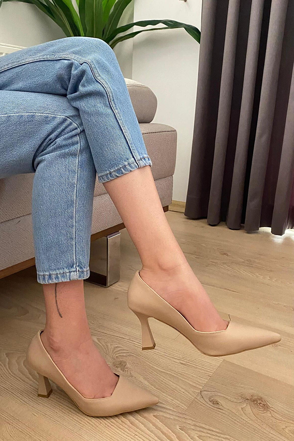 Kadın Pael Nud Cilt 7 cm Topuklu Stiletto