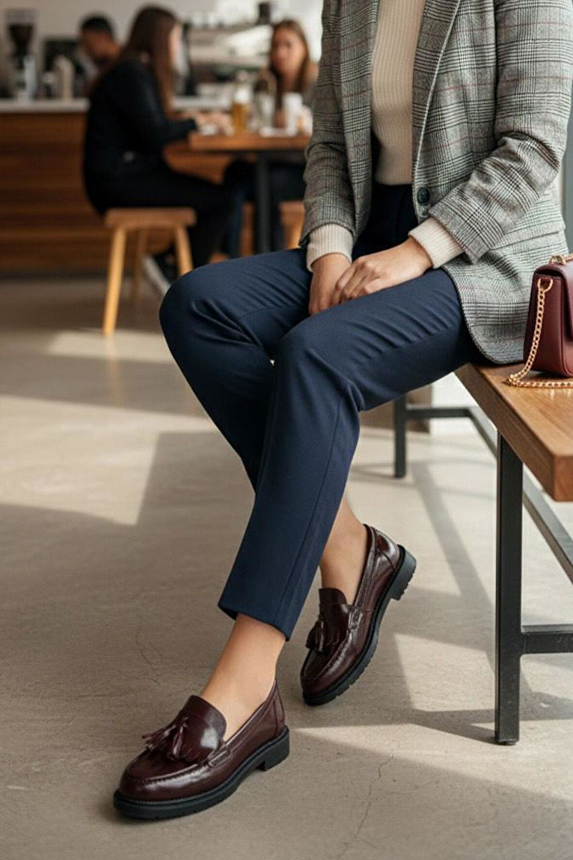 Kadın Flex Bordo Rugan Loafer Günlük Ayakkabı