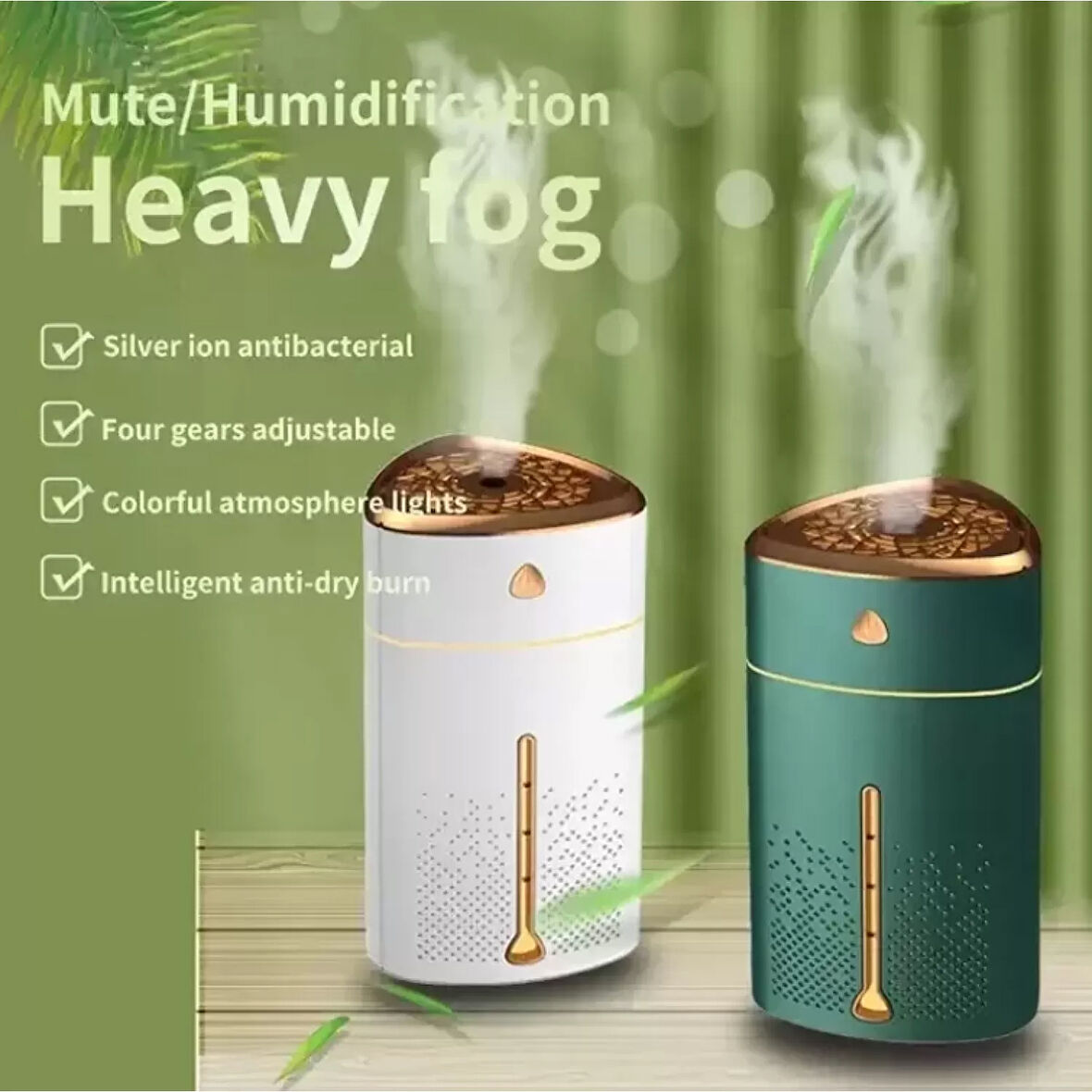 1000 Ml Ultrasonik Hava Nemlendirici Işıklı Buhar Makinesi Ve Aroma Difüzörü (4915)