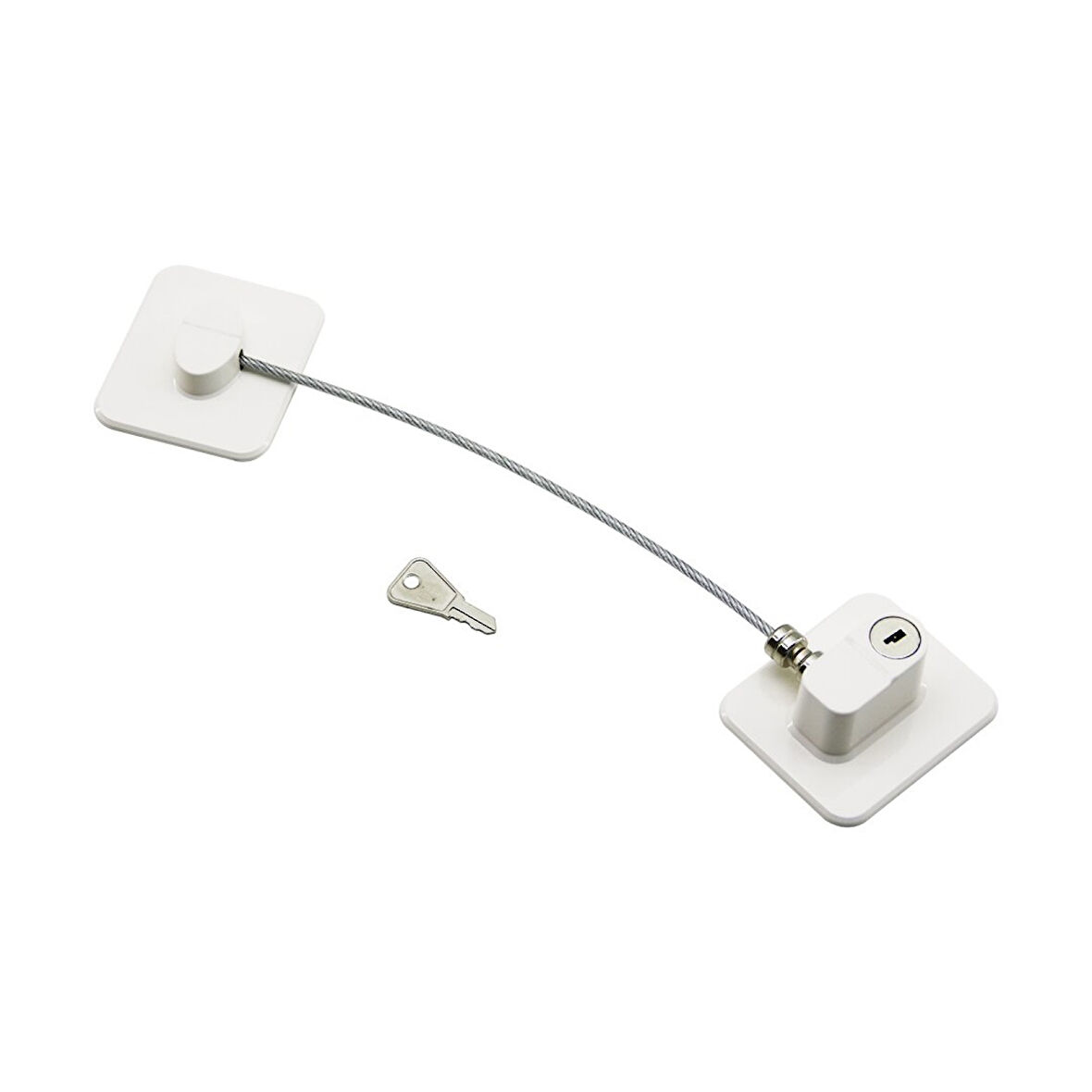 Beyaz Plaka   Halatlı  Emniyet Kilit  5x6cm Yapışkanlı Montaj=2pcs Plaka   Halat=18.8cm (4915)