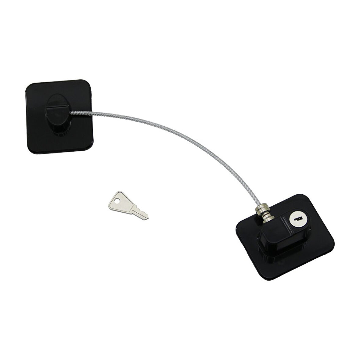 Siyah Plaka   Halatlı  Emniyet Kilit  5x6cm Yapışkanlı Montaj=2pcs Plaka   Halat=18.8cm (4915)
