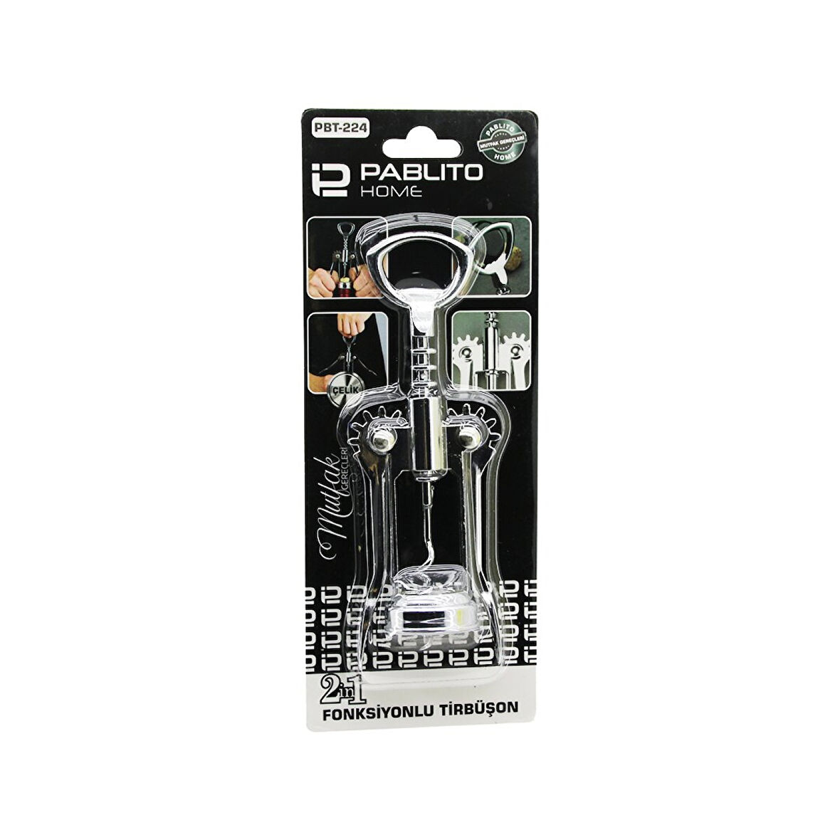 2İN1  METAL ÇELİK  TİRBUŞON - KAPAK  AÇACAK (4915)