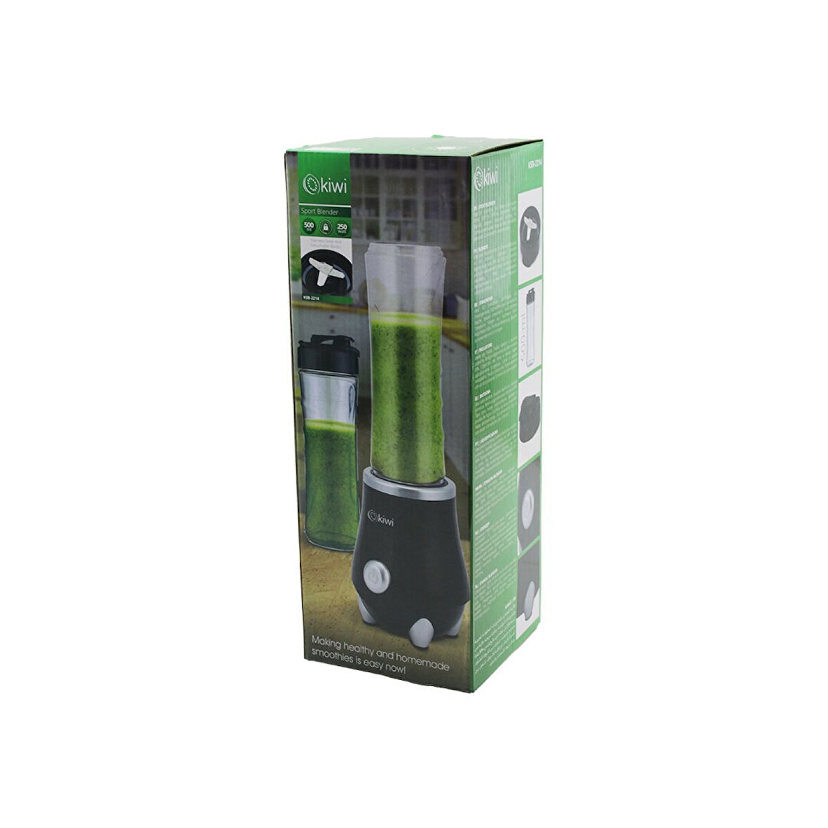 Kiwi Ksb-2214 Standlı Blender 250w 500mlpaslanmaz Çelik Bıçak 2in1 Şişe=blender Hazne- Matara=taşıma Kulplu (4915)
