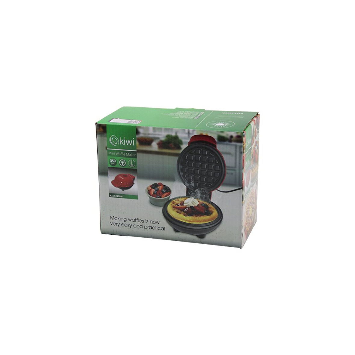 KİWİ KSM-2400W MİNİ WAFFLE MAKİNESİ 350W ÇAP:12CM OTOMATİK TERMOSTAT YAPIŞMAZ PLAKAGÜÇ GÖSTERGE IŞIK (4915)