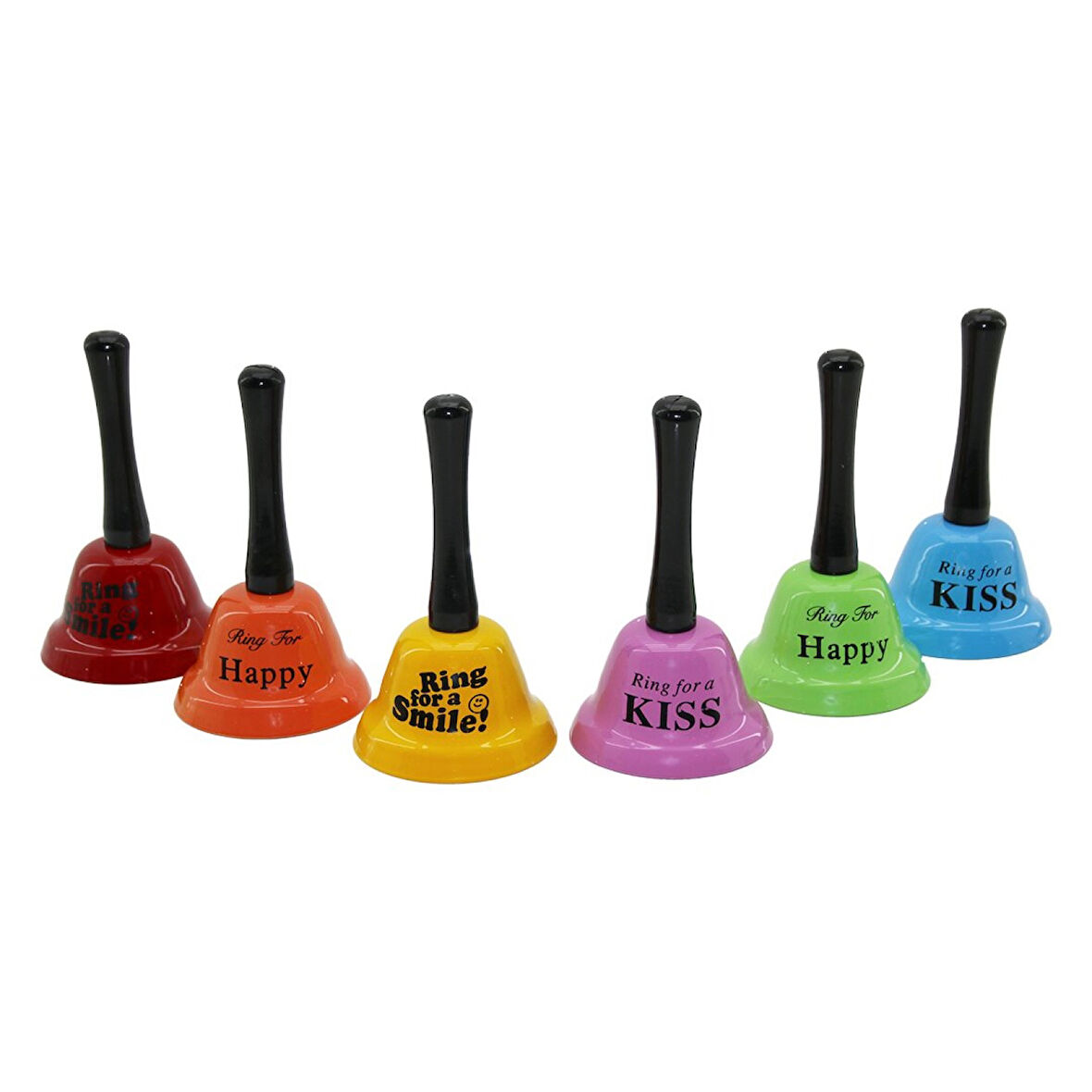 BÜYÜK   TUTMALI - SALLAMALI  RENKLİ METAL RESTORANT OTEL ZİLİ ÇAP: 7.5CM - PLS.SAPLI BOY: 13.5CM (4915)